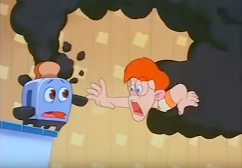 The Master grabbed by smoke in Toaster's Nightmare in The Brave Little Toaster